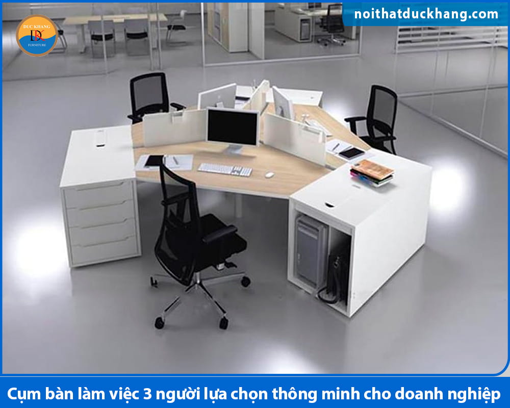 Cụm bàn làm việc 3 người dạng chữ Y