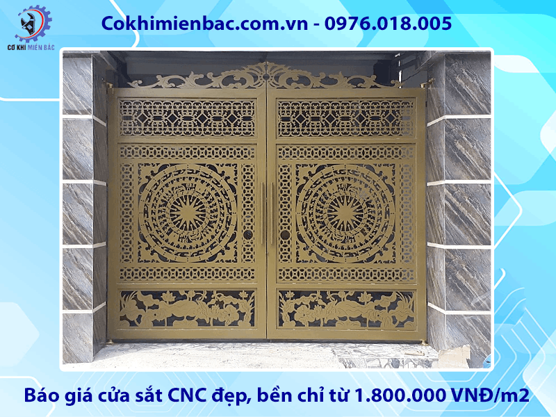Báo giá cửa sắt CNC đẹp, bền chỉ từ 1.800.000 VNĐ/m2