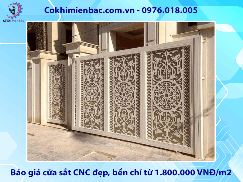 Báo giá cửa sắt CNC đẹp, bền chỉ từ 1.800.000 VNĐ/m2