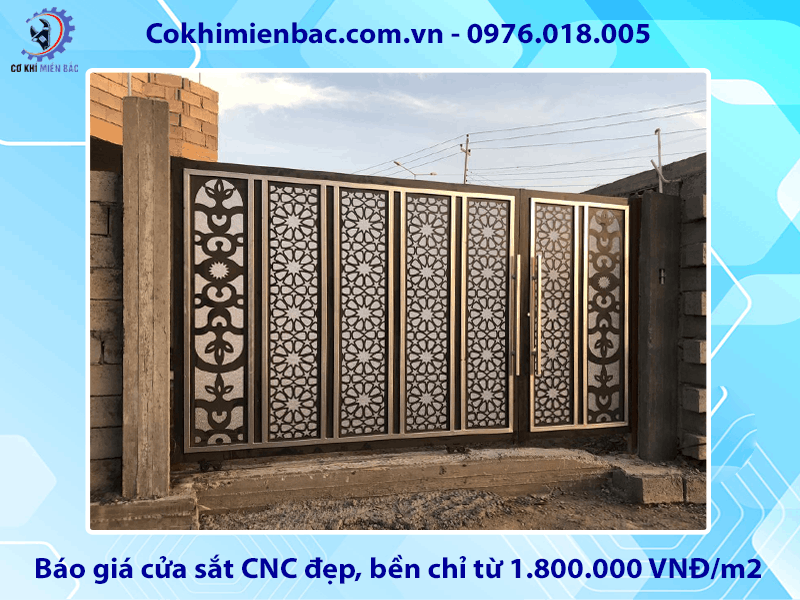 Báo giá cửa sắt CNC đẹp, bền chỉ từ 1.800.000 VNĐ/m2