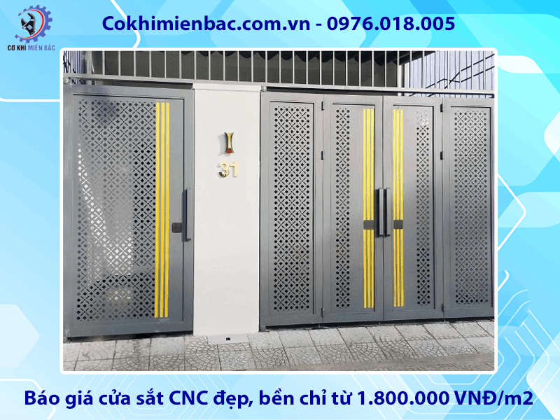 Báo giá cửa sắt CNC đẹp, bền chỉ từ 1.800.000 VNĐ/m2
