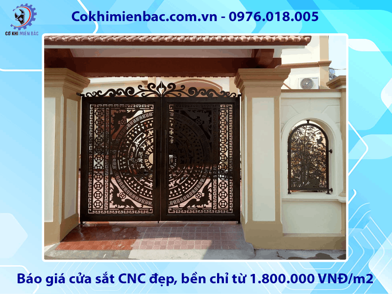 Báo giá cửa sắt CNC đẹp, bền chỉ từ 1.800.000 VNĐ/m2