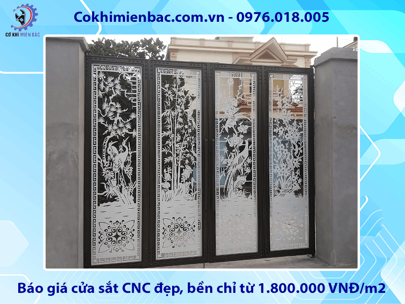Báo giá cửa sắt CNC đẹp, bền chỉ từ 1.800.000 VNĐ/m2