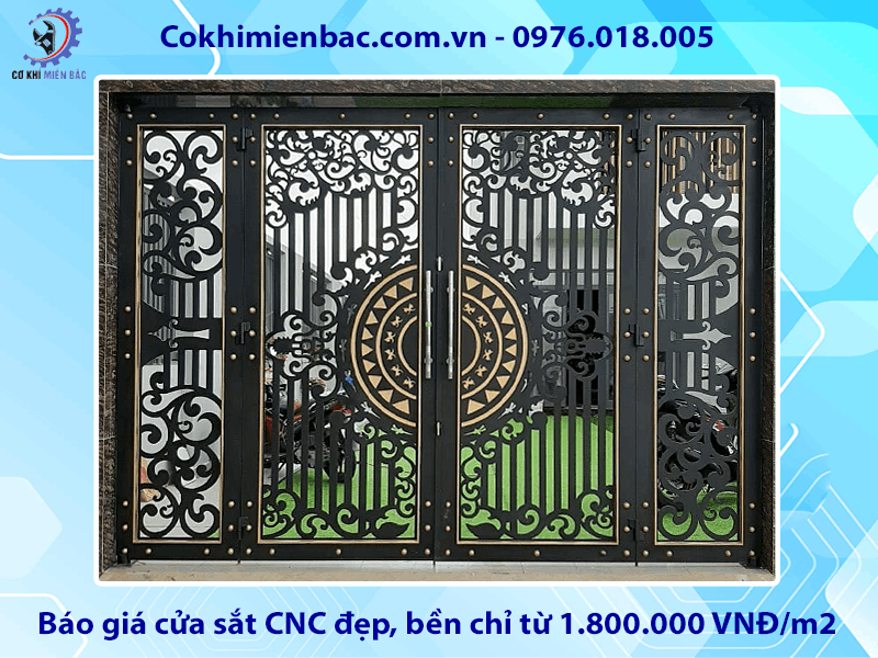 Báo giá cửa sắt CNC đẹp, bền chỉ từ 1.800.000 VNĐ/m2
