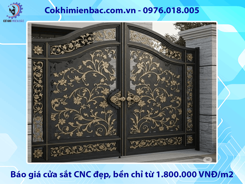 Báo giá cửa sắt CNC đẹp, bền chỉ từ 1.800.000 VNĐ/m2