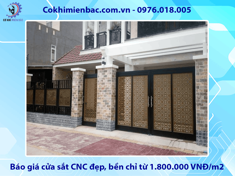 Báo giá cửa sắt CNC đẹp, bền chỉ từ 1.800.000 VNĐ/m2