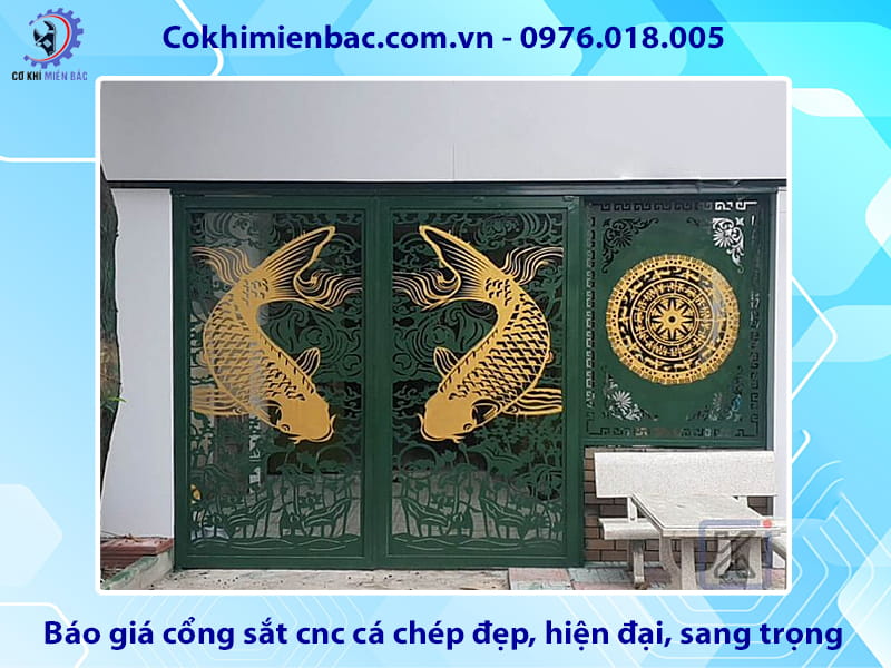 Báo giá cổng sắt cnc cá chép đẹp, hiện đại, sang trọng
