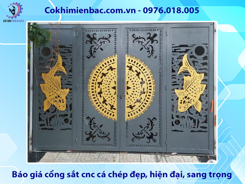 Báo giá cổng sắt cnc cá chép đẹp, hiện đại, sang trọng