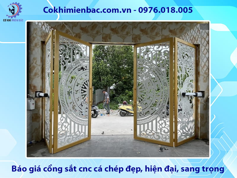 Báo giá cổng sắt cnc cá chép đẹp, hiện đại, sang trọng