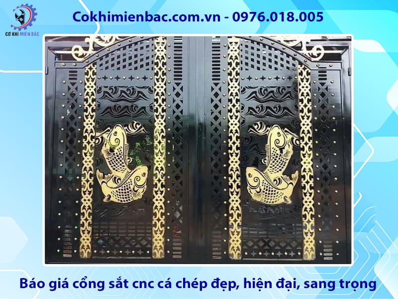 Báo giá cổng sắt cnc cá chép đẹp, hiện đại, sang trọng