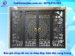 Báo giá cổng sắt cnc cá chép đẹp, hiện đại, sang trọng