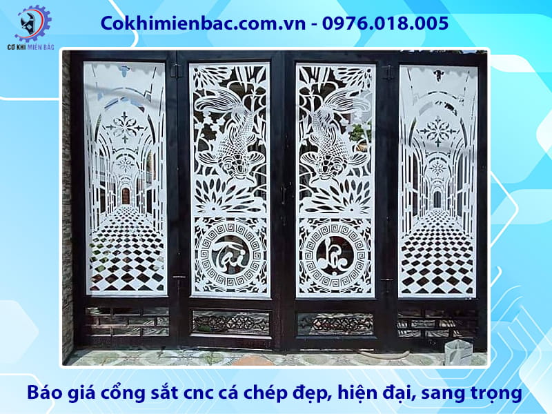 Báo giá cổng sắt cnc cá chép đẹp, hiện đại, sang trọng