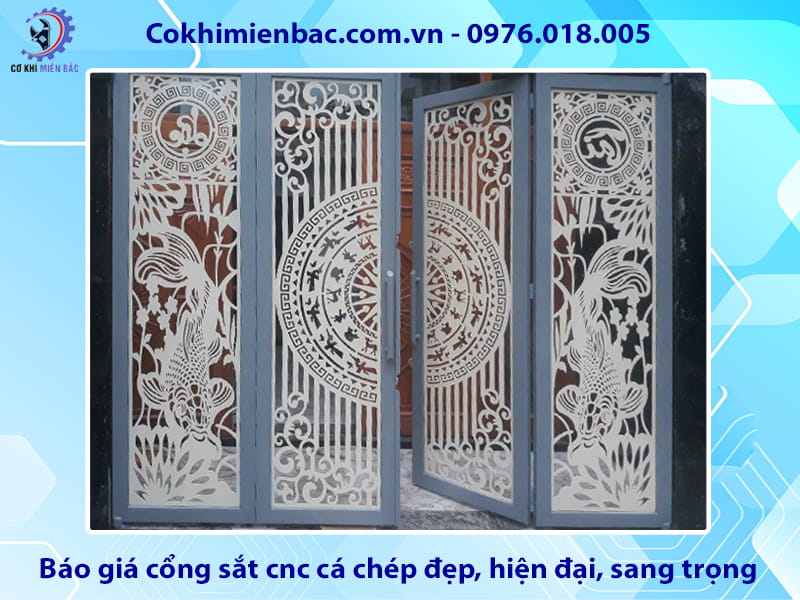 Báo giá cổng sắt cnc cá chép đẹp, hiện đại, sang trọng