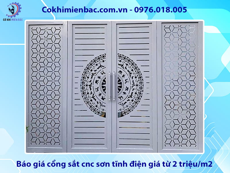 Báo giá cổng sắt cnc sơn tĩnh điện giá từ 2 triệu/m2