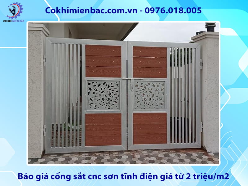 Báo giá cổng sắt cnc sơn tĩnh điện giá từ 2 triệu/m2