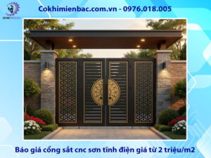 Báo giá cổng sắt cnc sơn tĩnh điện giá từ 2 triệu/m2