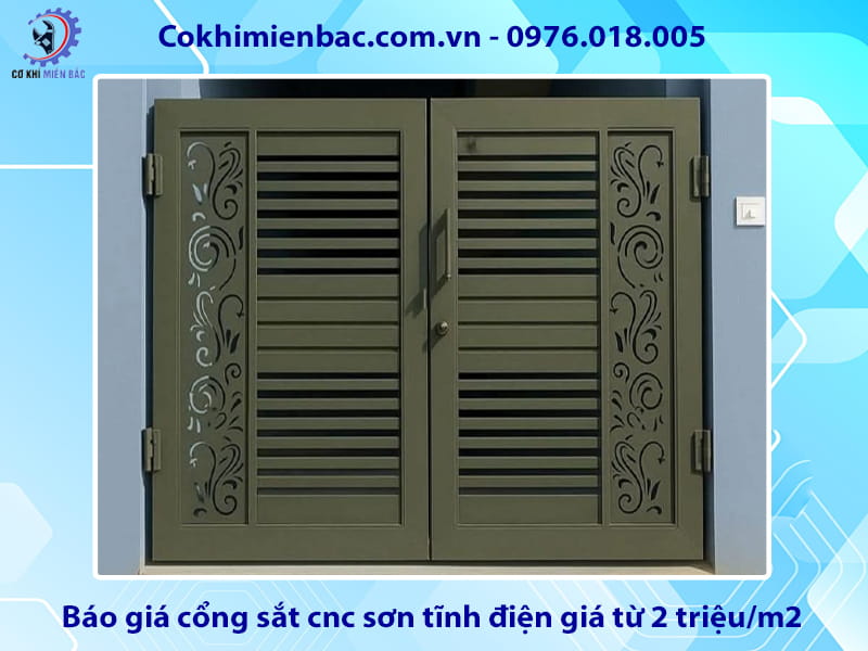 Báo giá cổng sắt cnc sơn tĩnh điện giá từ 2 triệu/m2