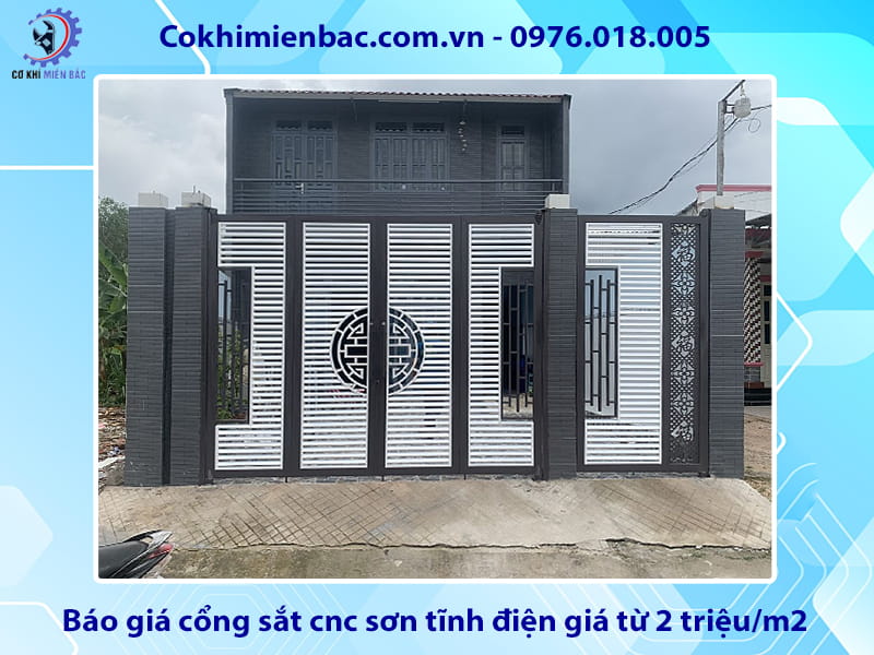Báo giá cổng sắt cnc sơn tĩnh điện giá từ 2 triệu/m2