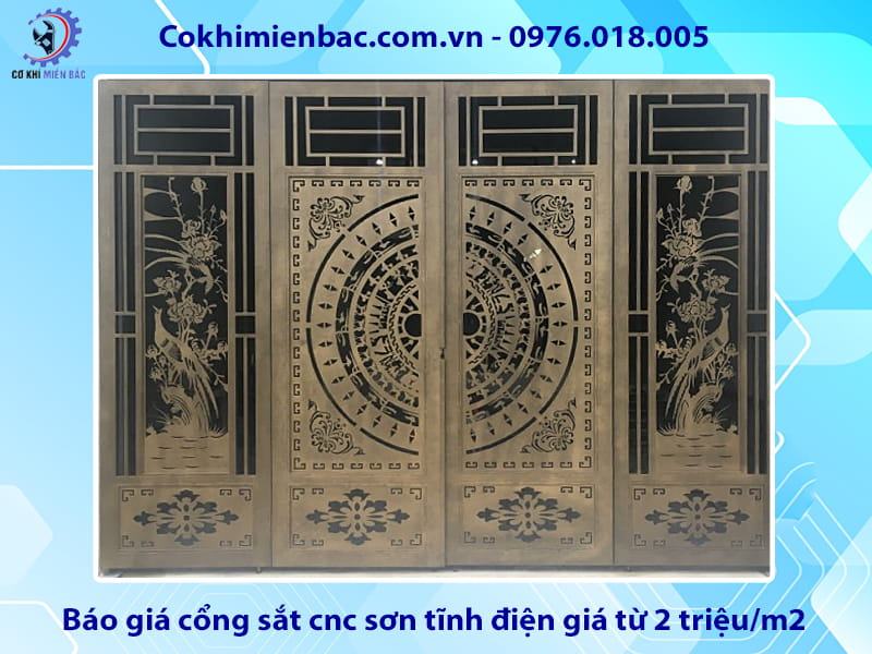 Báo giá cổng sắt cnc sơn tĩnh điện giá từ 2 triệu/m2