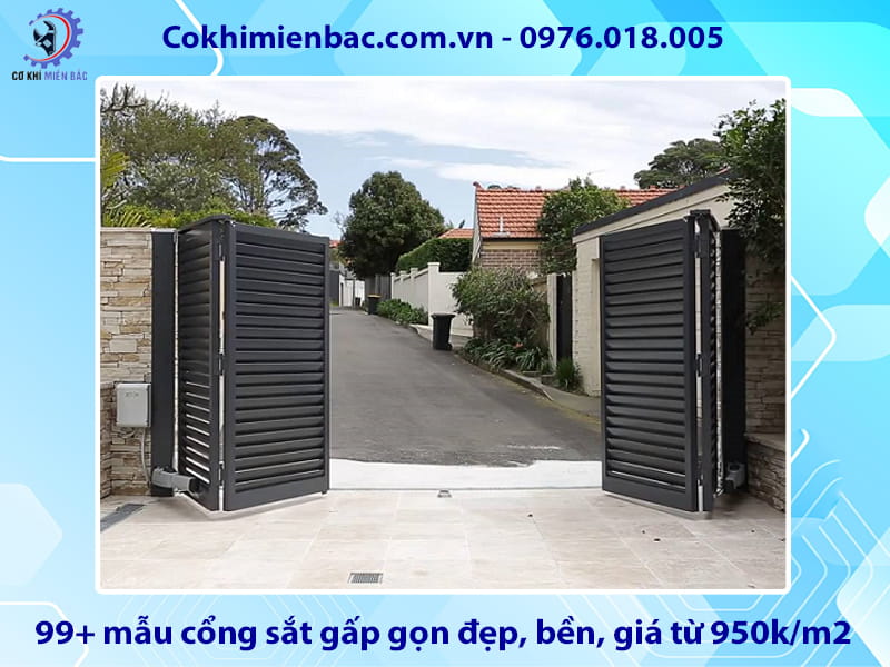 Tổng hợp 99+ mẫu cổng sắt gấp gọn đẹp, bền, giá từ 950k/m2