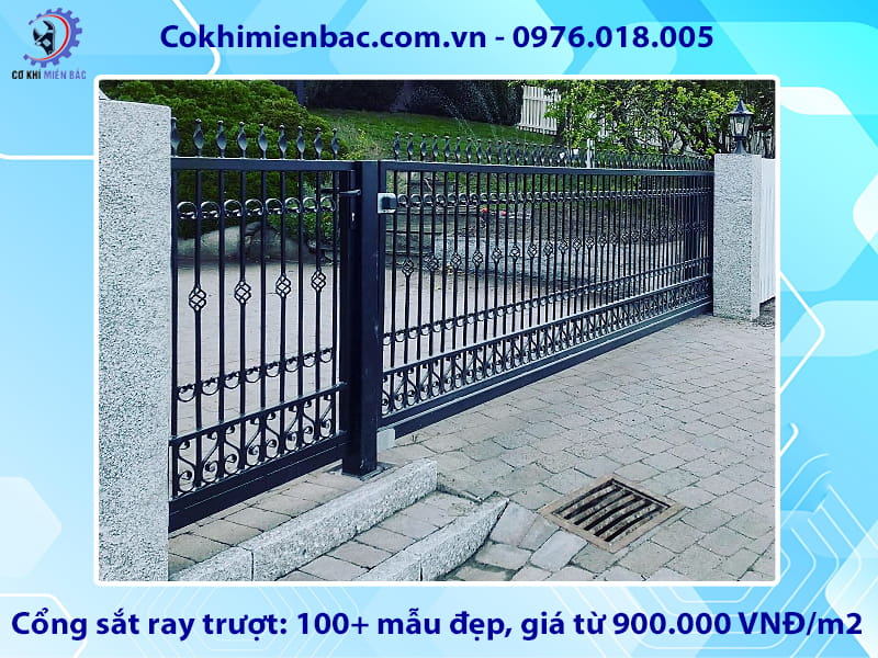 Cổng sắt ray trượt: 100+ mẫu đẹp, giá từ 900.000 VNĐ/m2