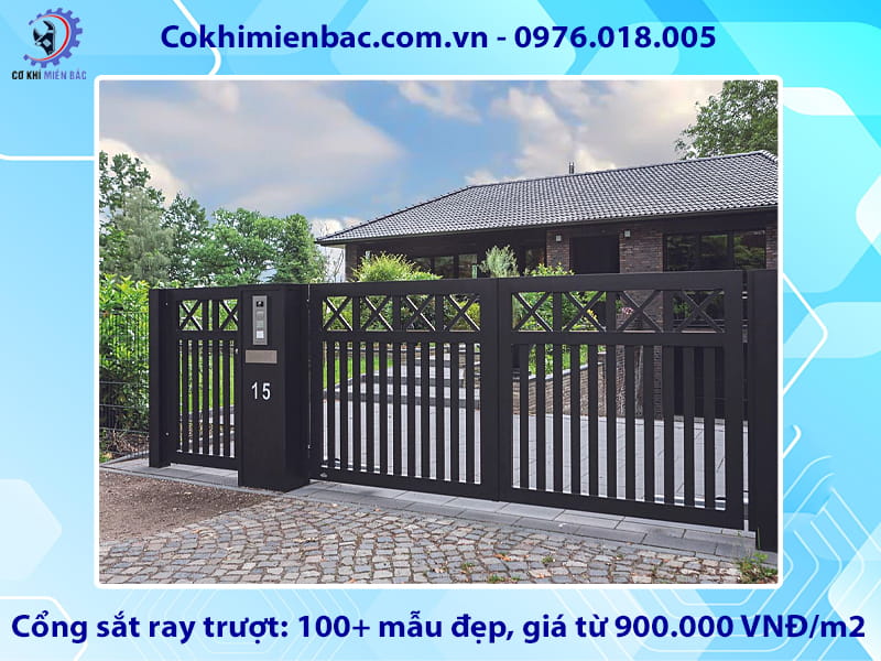 Cổng sắt ray trượt: 100+ mẫu đẹp, giá từ 900.000 VNĐ/m2