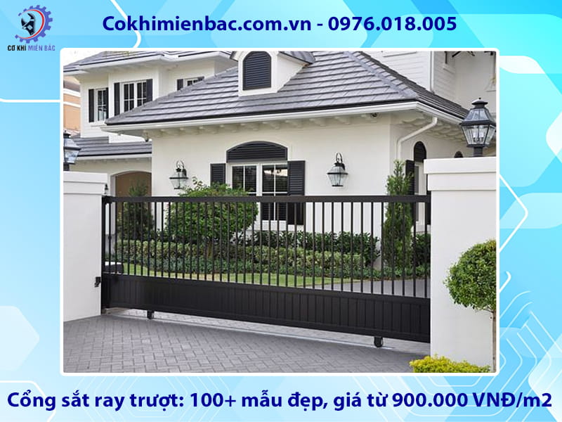 Cổng sắt ray trượt: 100+ mẫu đẹp, giá từ 900.000 VNĐ/m2