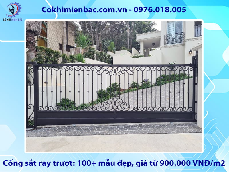 Cổng sắt ray trượt: 100+ mẫu đẹp, giá từ 900.000 VNĐ/m2