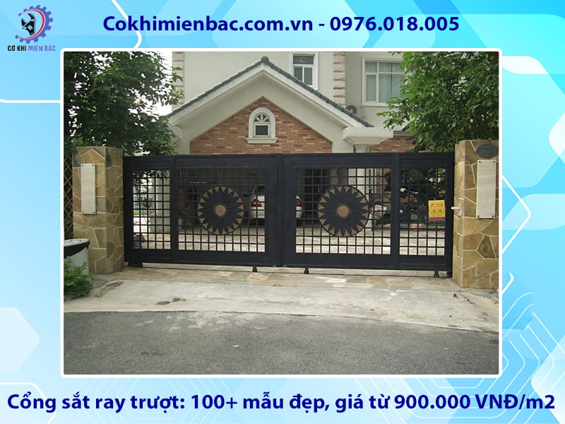 Cổng sắt ray trượt: 100+ mẫu đẹp, giá từ 900.000 VNĐ/m2