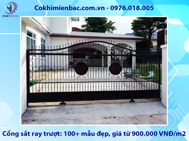 Cổng sắt ray trượt: 100+ mẫu đẹp, giá từ 900.000 VNĐ/m2