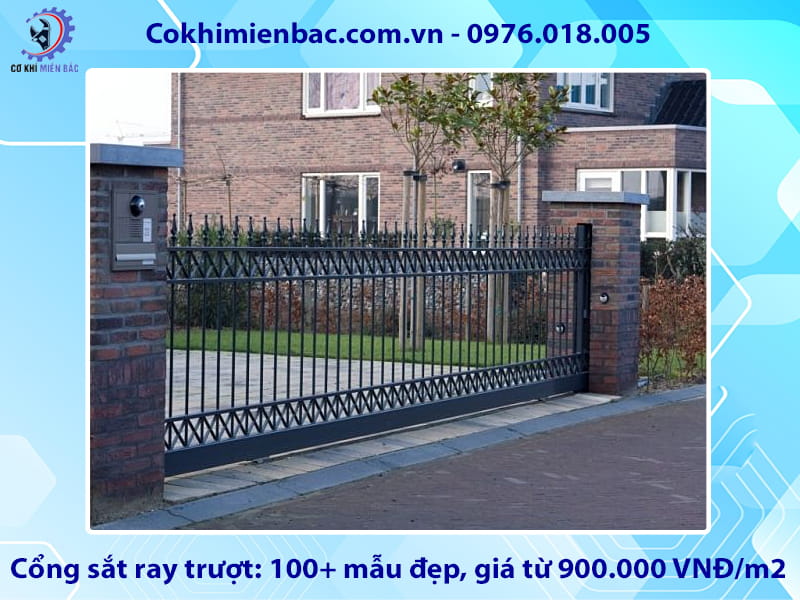Cổng sắt ray trượt: 100+ mẫu đẹp, giá từ 900.000 VNĐ/m2