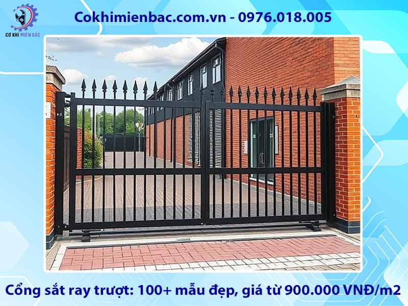 Cổng sắt ray trượt: 100+ mẫu đẹp, giá từ 900.000 VNĐ/m2