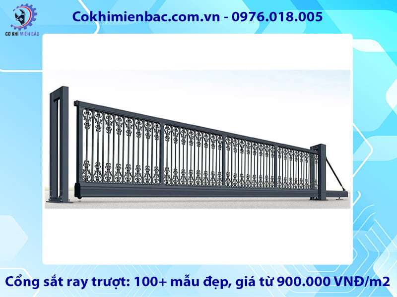 Cổng sắt ray trượt: 100+ mẫu đẹp, giá từ 900.000 VNĐ/m2