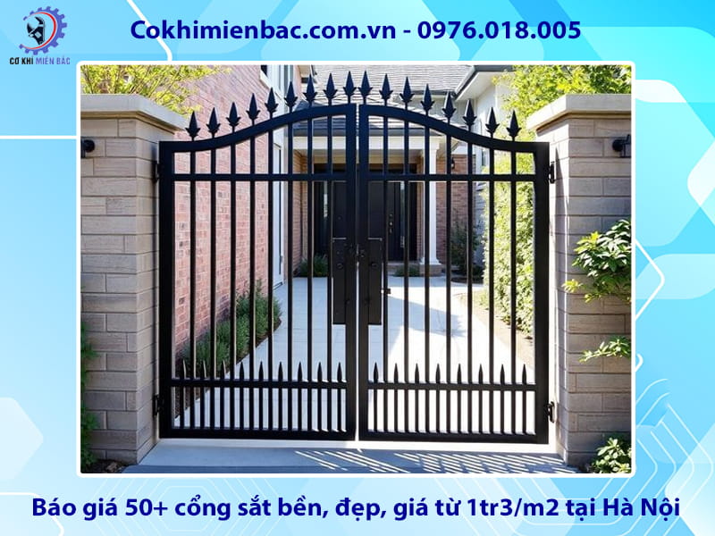 Báo giá 50+ cổng sắt bền, đẹp, giá từ 1tr3/m2 tại Hà Nội