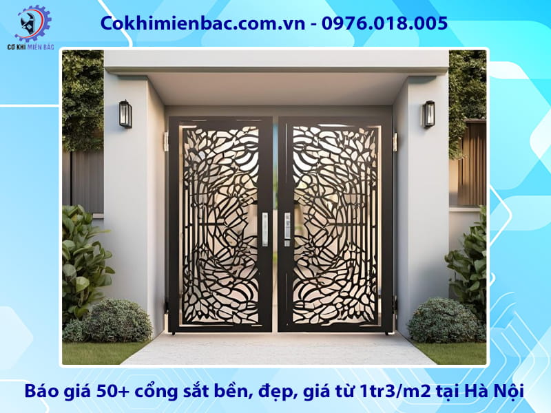 Báo giá 50+ cổng sắt bền, đẹp, giá từ 1tr3/m2 tại Hà Nội
